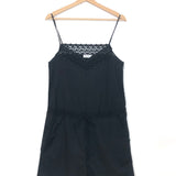 Black Cotton Blend Lace Embellished Romper / CHARO RUIZ IBIZA - Size S