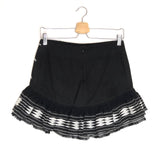 Black Cotton Embroidered Ruffled Mini Skirt / RUE MARISCAL - Size 38
