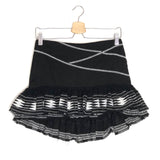 Black Cotton Embroidered Ruffled Mini Skirt / RUE MARISCAL - Size 38