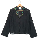 Black Cotton Jacquard Floral Knit Embroidered Shirt / MONOKI - One Size