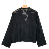 Black Cotton Jacquard Floral Knit Embroidered Shirt / MONOKI - One Size