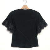 Black Cotton Lace Short Sleeves T-shirt / KOCHE - Size S