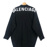Black Cotton Neck-Tie Oversized Shirt / BALENCIAGA - Size 36