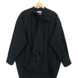 Black Cotton Neck-Tie Oversized Shirt / BALENCIAGA - Size 36