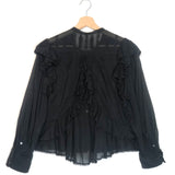 Black Cotton Ruffled Long Sleeves Blouse / ISABEL MARANT ETOILE - Size 36
