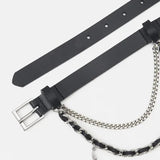 Black Cow Leather Rock Chain Belt / ZADIG & VOLTAIRE - Size 1