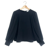 Black Crew Neck Balloon Sleeves Blouse / GANNI - Size 34