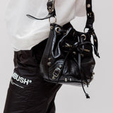Black Crinkled-leather LE CAGOLE XS Bucket Bag / BALENCIAGA