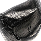 Black Crocodile Embossed Leather NIKI Shopping Bag / YVES SAINT LAURENT