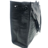 Black Crocodile Embossed Leather NIKI Shopping Bag / YVES SAINT LAURENT