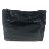 Black Crocodile Embossed Leather NIKI Shopping Bag / YVES SAINT LAURENT