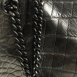 Black Crocodile Embossed Leather NIKI Shopping Bag / YVES SAINT LAURENT