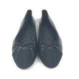 Black Crumpled Patent Leather Cap Toe Ballet Flats / CHANEL - Size 37C