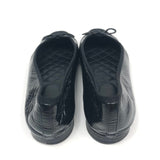 Black Crumpled Patent Leather Cap Toe Ballet Flats / CHANEL - Size 37C