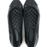 Black Crumpled Patent Leather Cap Toe Ballet Flats / CHANEL - Size 37C