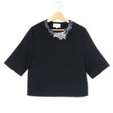 Black Crystal Collar Embellished Top / 3.1 PHILLIP LIM - Size 4