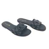 Black D-CLUB Calfskin Leather Sandal Slides / CHRISTIAN DIOR - Size 36