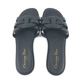 Black D-CLUB Calfskin Leather Sandal Slides / CHRISTIAN DIOR - Size 36