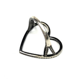 Black Diamond Oxidized Silver Open Heart Ring / CALIFORNIA LOVE