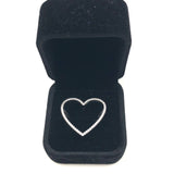 Black Diamond Oxidized Silver Open Heart Ring / CALIFORNIA LOVE