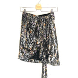 Black Draped Fil Coupe Silk and Lurex-blend Mini Skirt - model IXORA / ISABEL MARANT - Size 34