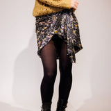 Black Draped Fil Coupe Silk and Lurex-blend Mini Skirt - model IXORA / ISABEL MARANT - Size 34
