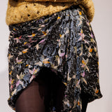 Black Draped Fil Coupe Silk and Lurex-blend Mini Skirt - model IXORA / ISABEL MARANT - Size 34