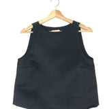 Black DUCHESSE Satin Cropped Tank Top / GANNI - Size 36