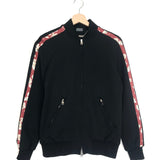 Black Floral Silk Bands Embellished Bomber Jacket / ALEXANDER MCQUEEN - Size 38