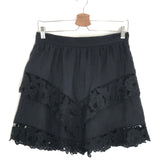 Black ENALI Linen Tiered Lace Mini Skirt / ISABEL MARANT ETOILE - Size 38