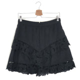 Black ENALI Linen Tiered Lace Mini Skirt / ISABEL MARANT ETOILE - Size 38