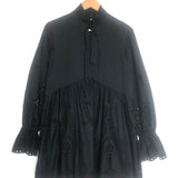 Black English Embroidered Smock-neck Mini Dress / THE KOOPLES - Size 1