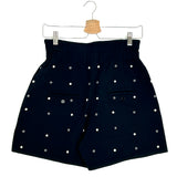Black ESYTIS Studded Cotton/Silk Paperbag Shorts / ISABEL MARANT - Size 36