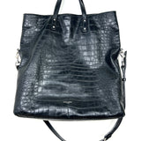 Black ETHAN Crocodile Embossed Leather Tote Bag / SAINT LAURENT