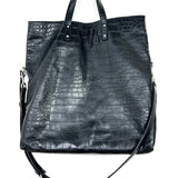 Black ETHAN Crocodile Embossed Leather Tote Bag / SAINT LAURENT