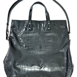 Black ETHAN Crocodile Embossed Leather Tote Bag / SAINT LAURENT