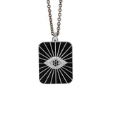 Black Evil Eye Amulet on Steel Chain Necklace / ILEANA MAKRI