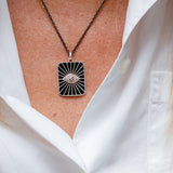 Black Evil Eye Amulet on Steel Chain Necklace / ILEANA MAKRI