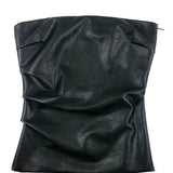 Black Faux Leather Strapless Top / WOLFORD - Size 36