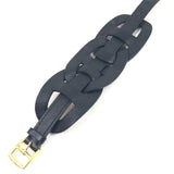 Black FETICHE Anchor Swift Leather Chain Wrap Bracelet / HERMES - Size S