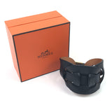Black FETICHE Anchor Swift Leather Chain Wrap Bracelet / HERMES - Size S