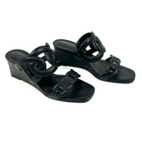 Black FIGARI 55 Leather Wedge Sandals / HERMES - Size 38.5
