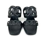 Black FIGARI 55 Leather Wedge Sandals / HERMES - Size 38.5