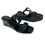 Black FIGARI 55 Leather Wedge Sandals / HERMES - Size 38.5