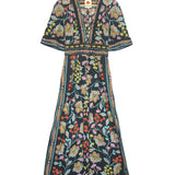 Black Floral Pattern Cotton Wide Leg Jumpsuit / FARM RIO - Size XS