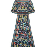 Black Floral Pattern Cotton Wide Leg Jumpsuit / FARM RIO - Size XS