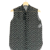 Black Floral Print Silk Chiffon Tie-neck Sleeveless Blouse / CHRISTIAN DIOR - Size 36