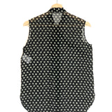 Black Floral Print Silk Chiffon Tie-neck Sleeveless Blouse / CHRISTIAN DIOR - Size 36