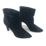 Black GABRIELLE Suede Calfskin Satin Cap Toe Ankle Boots / CHANEL - Size 38.5