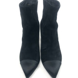 Black GABRIELLE Suede Calfskin Satin Cap Toe Ankle Boots / CHANEL - Size 38.5